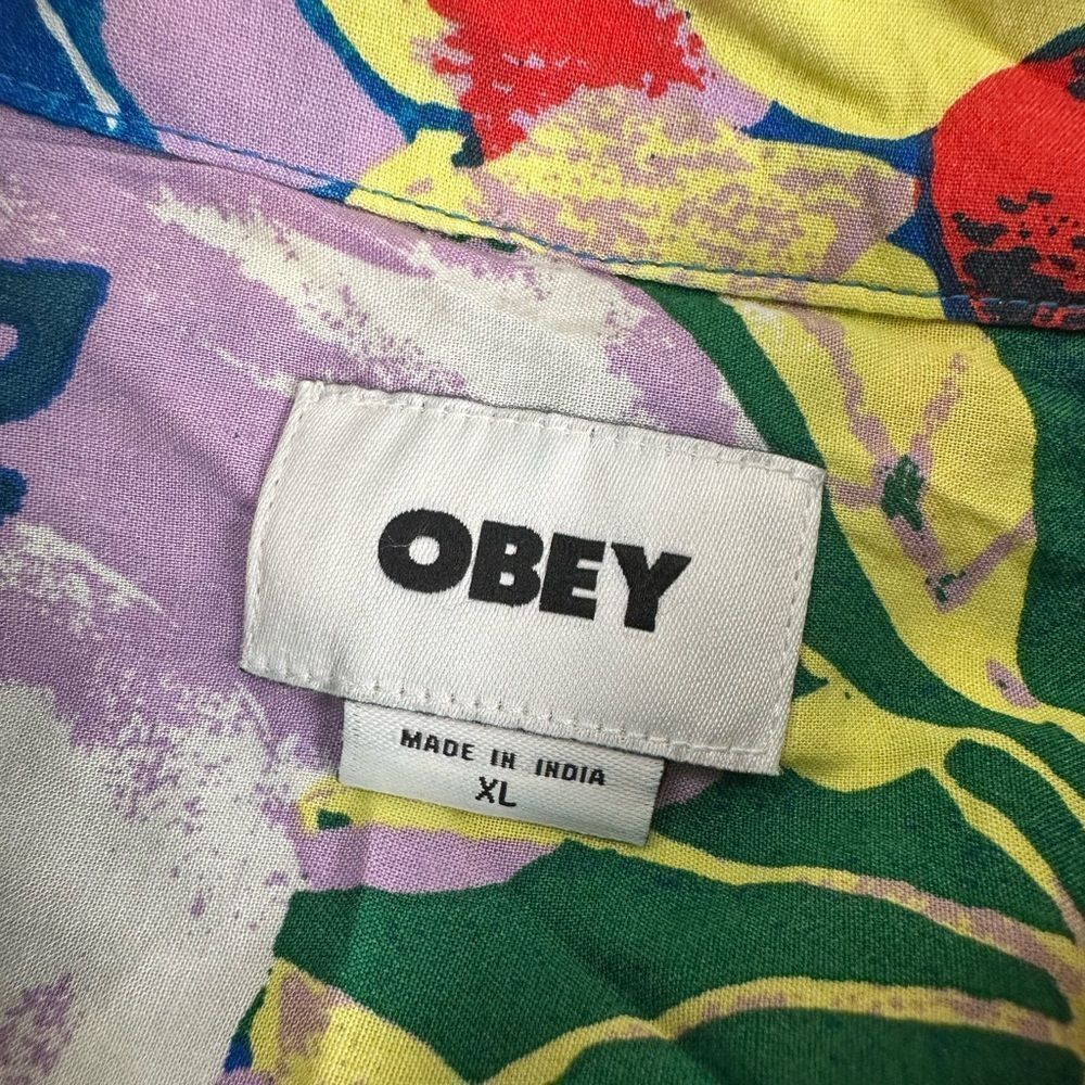 NWT OBEY Men's Multicolor Graphic Short Sleeve Button Down Shirt - Size XL - Picture 4 of 10